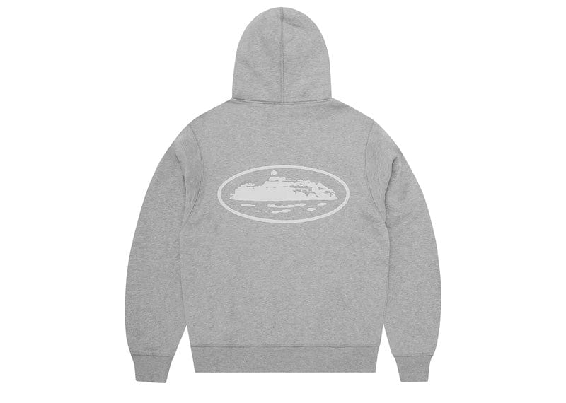 Corteiz Island Puff Print Zip Hoodie Heather Grey