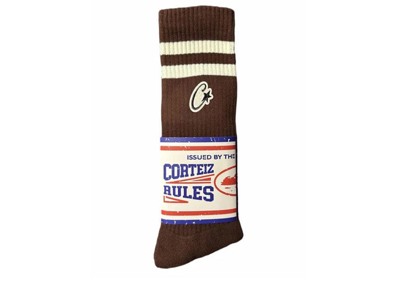 Corteiz Patch Socks Brown/White
