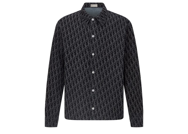 Dior Oblique Overshirt Blue Cotton-Blend Twill