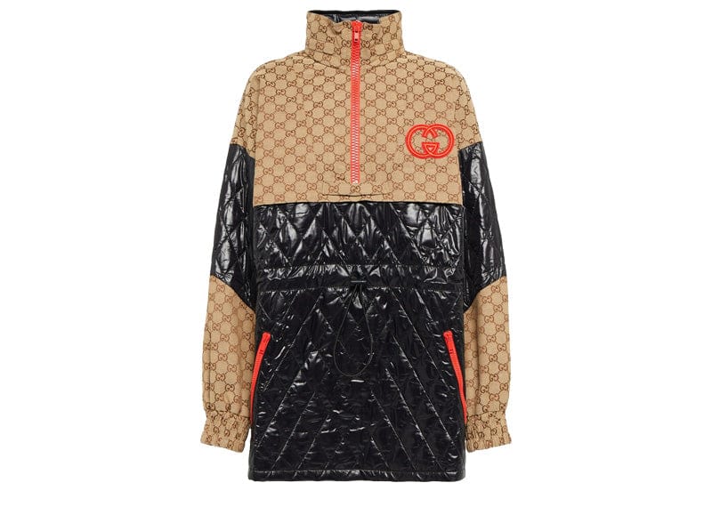 Gucci Canvas And Nylon Zip Jacket Beige