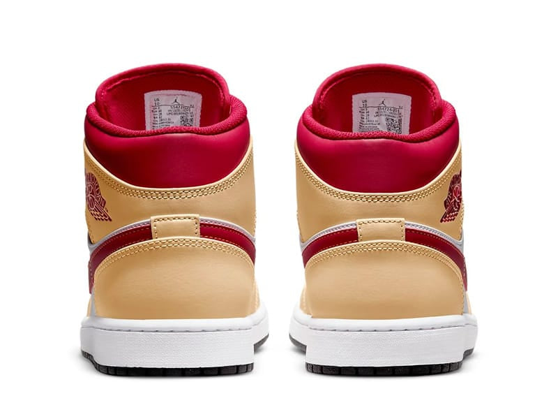Jordan 1 Mid Light Curry Cardinal