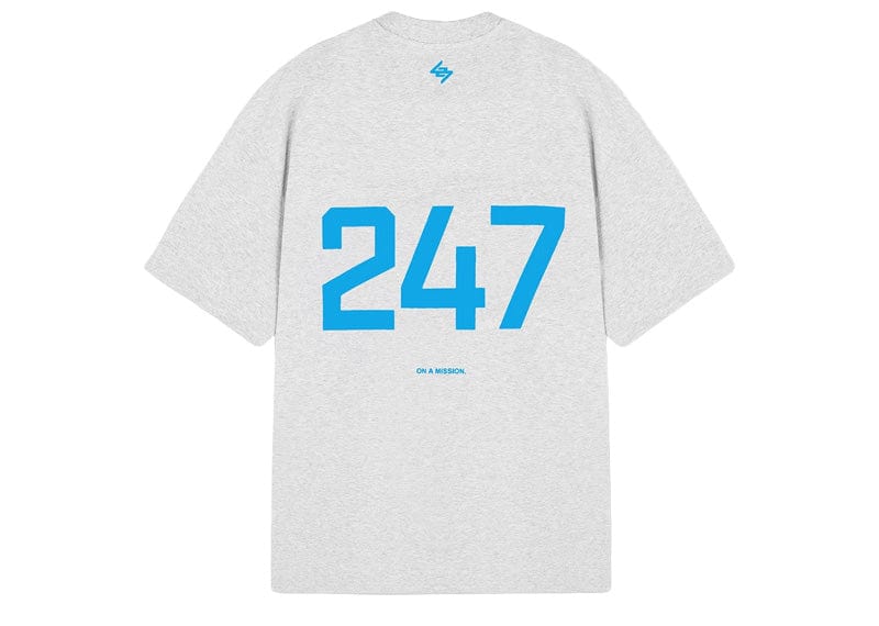 Represent 247 Oversized T-Shirt Ash Grey & Electric Blue