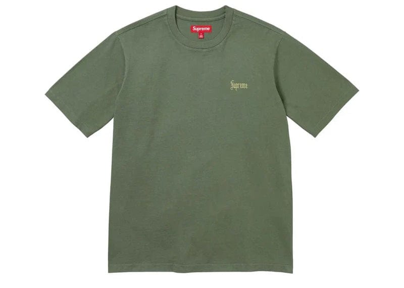 Supreme Classic Script Logo Washed S/S Top Olive