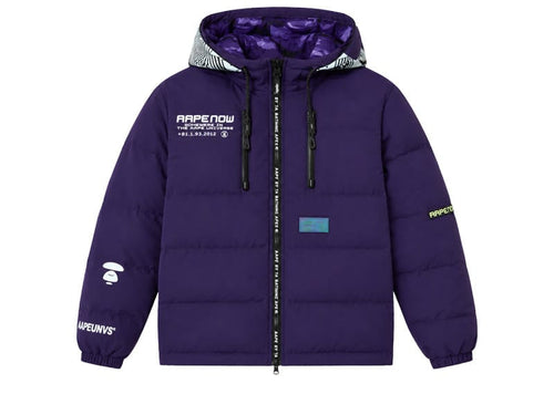 AAPE By A Bathing Ape Hooded Graphic Puffer Jacket Purple