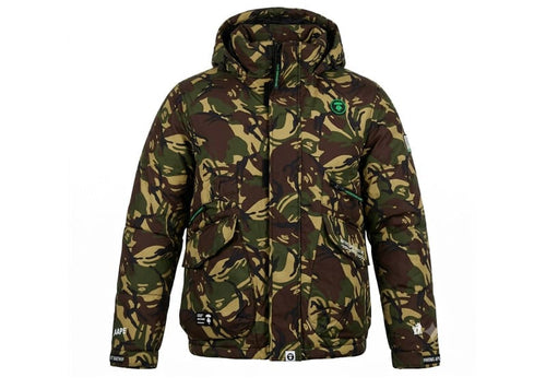 AAPE Moonface Logo Patch Camo Puffer Jacket