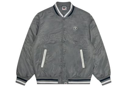 AAPE Now Moonface Baseball Jacket Grey