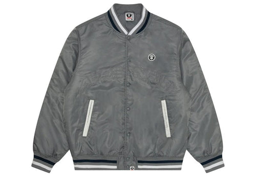 AAPE Now Moonface Baseball Jacket Grey