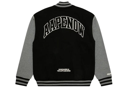 AAPE Now Moonface Logo Baseball Jacket Black/Gray