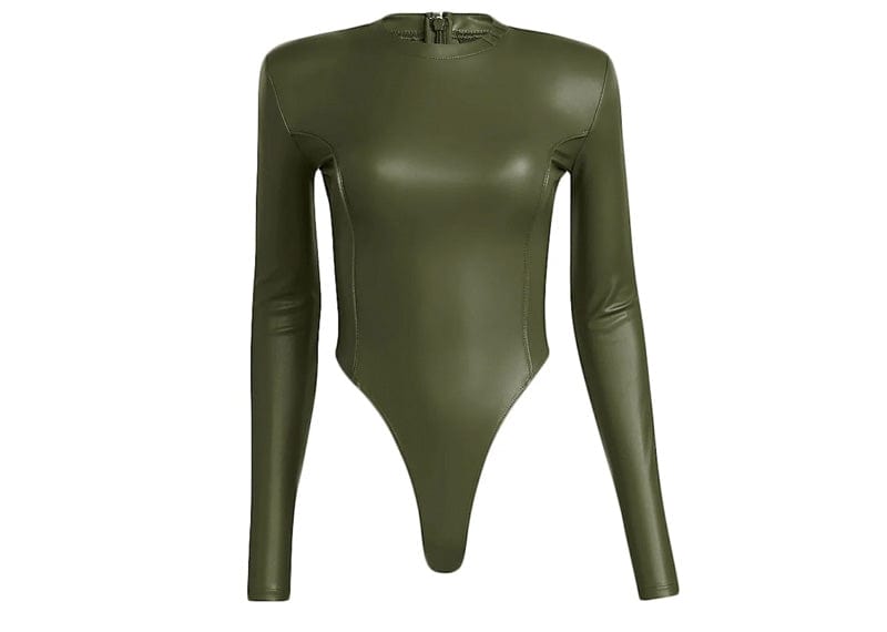 adidas Ivy Park Halls of Ivy Faux Leather Bodysuit Wild Pine