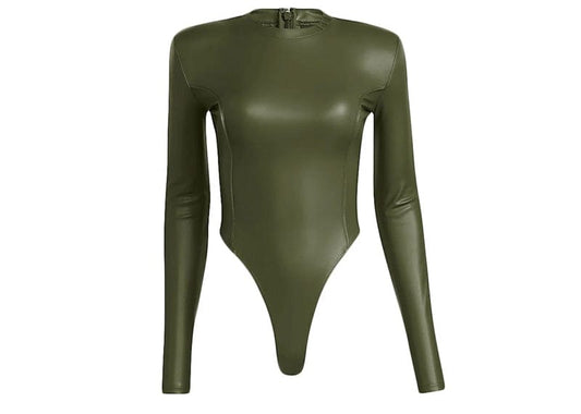 adidas Ivy Park Halls of Ivy Faux Leather Bodysuit Wild Pine