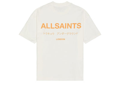 AllSaints Underground Oversized Crew Neck T-Shirt Ashen White/Orange