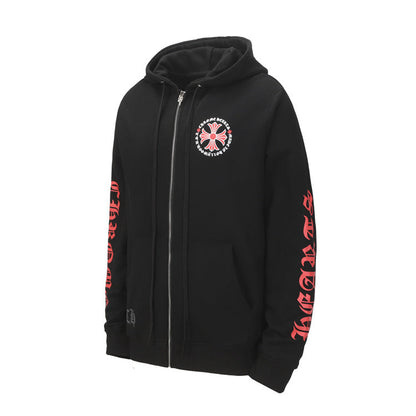Chrome Hearts Made in Hollywood Plus Cross Zip Up Hoodie Red/Black