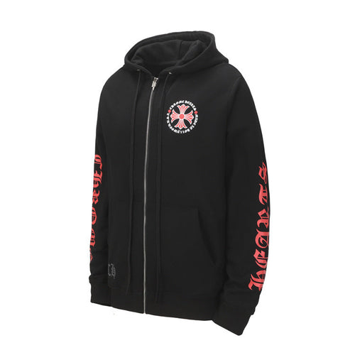 Chrome Hearts Made in Hollywood Plus Cross Zip Up Hoodie Red/Black