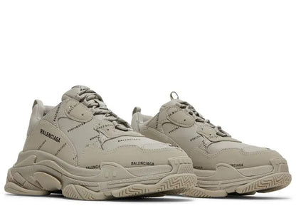 Balenciaga All Over Logo Triple S Beige Black