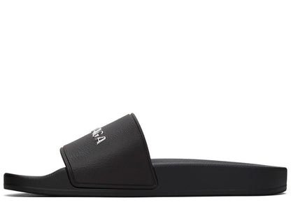 Balenciaga Pool Slides Black/Silver Chrome (Women's)