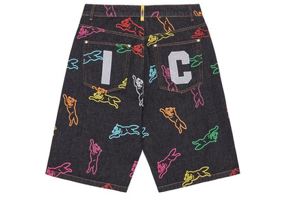 Billionaire Boys Club Allover Running Dog Denim Shorts Black