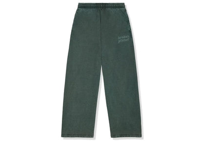 Broken Planet Basics Wide Leg Sweatpants Washed Emerald Green