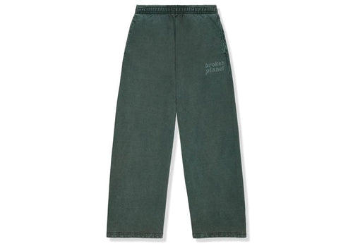 Broken Planet Basics Wide Leg Sweatpants Washed Emerald Green