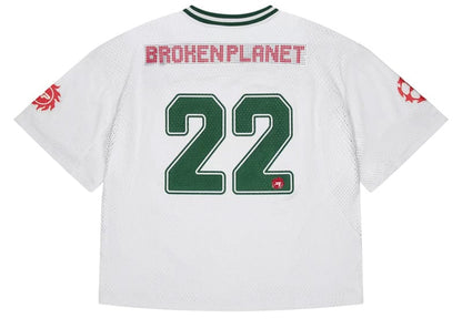 Broken Planet Football Jersey Snow White/Forest Green