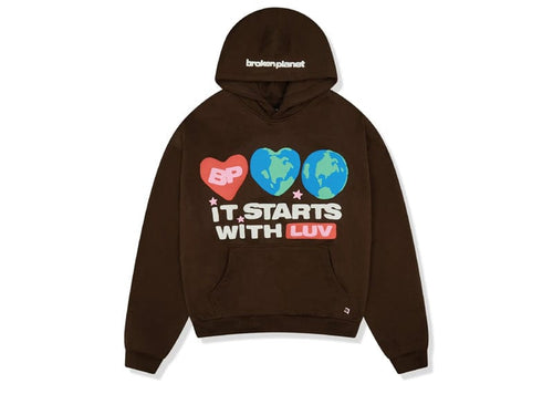Broken Planet It Starts With Luv Hoodie Mocha Brown