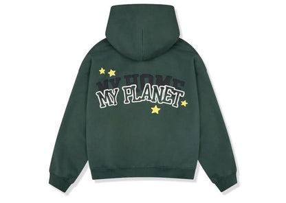 Broken Planet My Planet Zip Up Hoodie Emerald Green