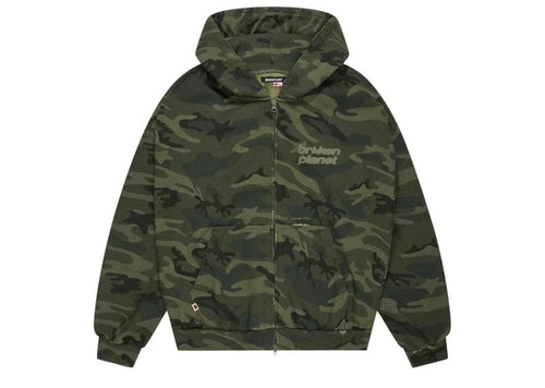 Broken Planet Star Logo Zip-Up Hoodie Green Star Camo