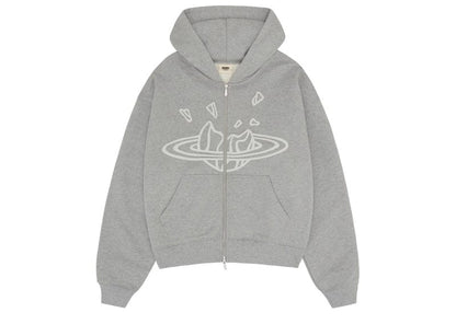 Broken Planet Zip Up Hoodie Heather Grey