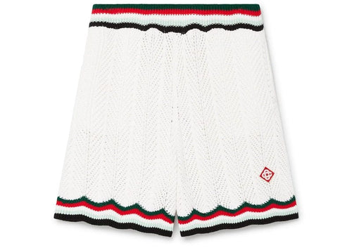Casablanca Chevron Faux Crochet Shorts White