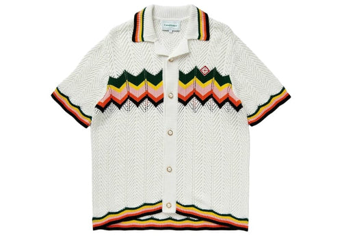 Casablanca Chevron Lace Shirt White Shortsleeves