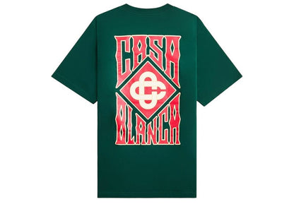 Casablanca Gothic Stacked Logo Screen Printed T-Shirt Green