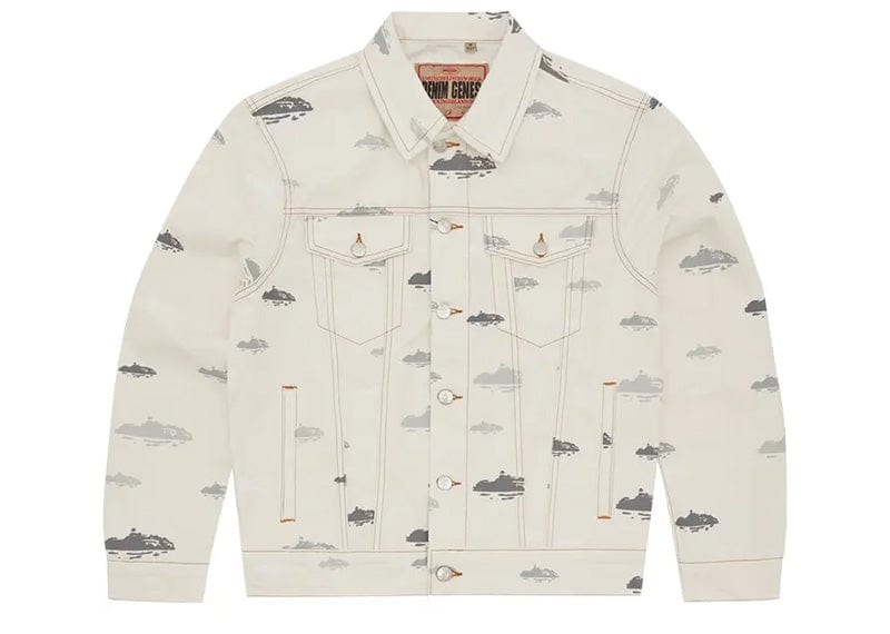 Corteiz Alcatraz Pattern Denim Jacket White