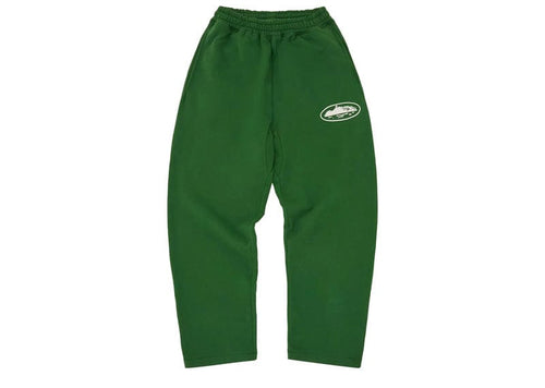 Corteiz Island Puff Print Open Hem Sweatpants Green