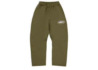 Corteiz Island Puff Print Open Hem Sweatpant Olive