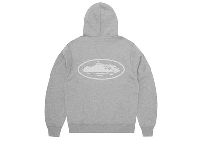 Corteiz Island Puff Print Zip Hoodie Heather Grey