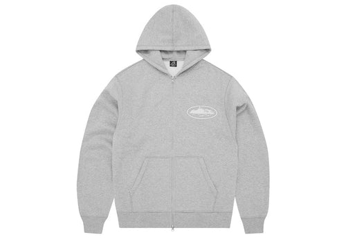 Corteiz Island Puff Print Zip Hoodie Heather Grey