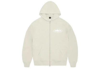 Corteiz Island Puff Print Zip Hoodie Off White