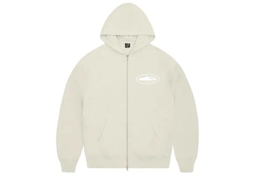 Corteiz Island Puff Print Zip Hoodie Off White