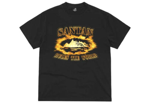 Corteiz Santan Alcatraz Tee Black/Orange Flame