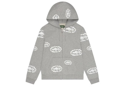 Corteiz x Denim Tears Island Wreath Zip Hoodie Heather Grey