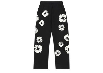 Denim Tears Cotton Wreath Open Hem Sweatpants Black