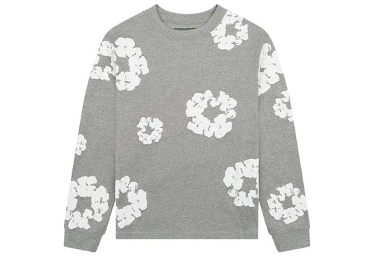 Denim Tears Long Sleeve Cotton Wreath T-shirt Grey