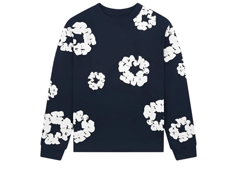 Denim Tears Long Sleeve Cotton Wreath T-shirt Navy