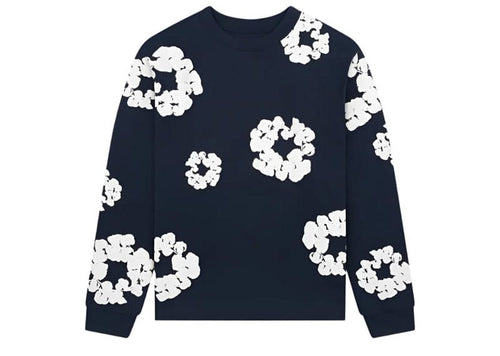 Denim Tears Long Sleeve Cotton Wreath T-shirt Navy