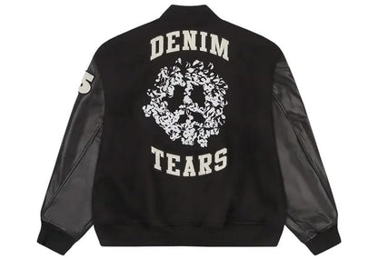 Denim Tears Peace Wreath Varsity Jacket Black