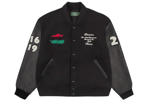 Denim Tears Peace Wreath Varsity Jacket Black