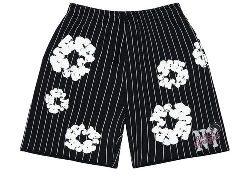 Denim Tears Pinstripe Wreath Sweatshort Black