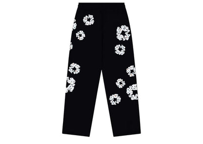 Denim Tears Rhinestone Cotton Wreath Sweatpants Black