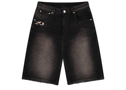 Derschutze Koi Fish V2 Denim Shorts Washed Black