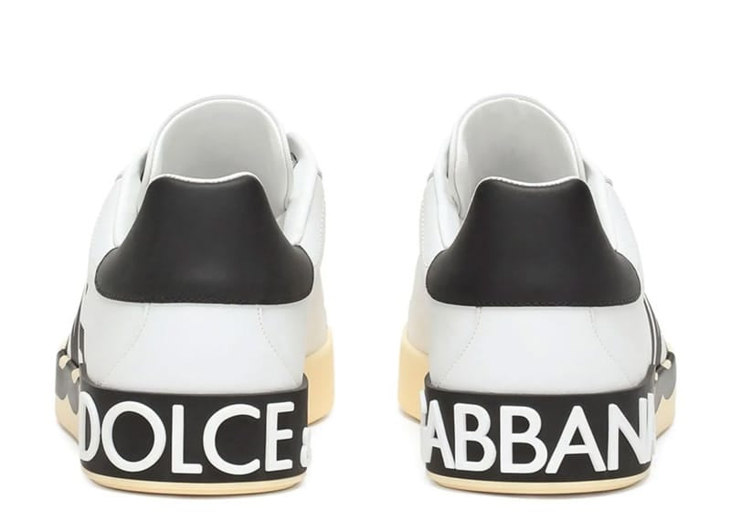 Dolce & Gabbana Calfskin Nappa Portofino DG Logo Print Sneaker Black/White/Vintage White