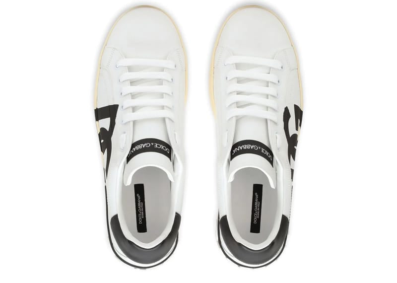 Dolce & Gabbana Calfskin Nappa Portofino DG Logo Print Sneaker Black/White/Vintage White